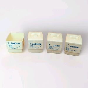 Clarolyte Plastic Baby Caddy Vanity Set Yellow Vintage Lotion Swabs Cotton Pins